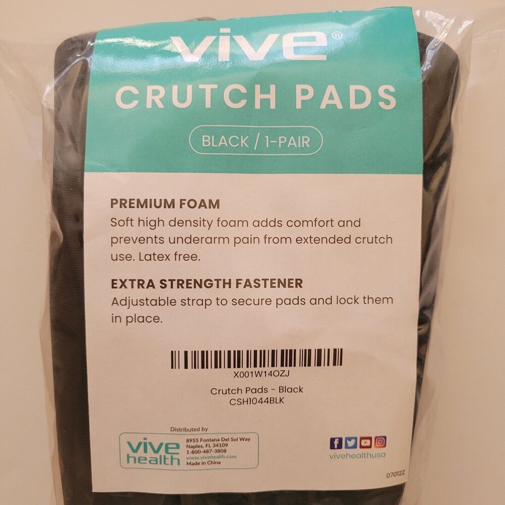 Vive Crutch Pads Black 1 Pair